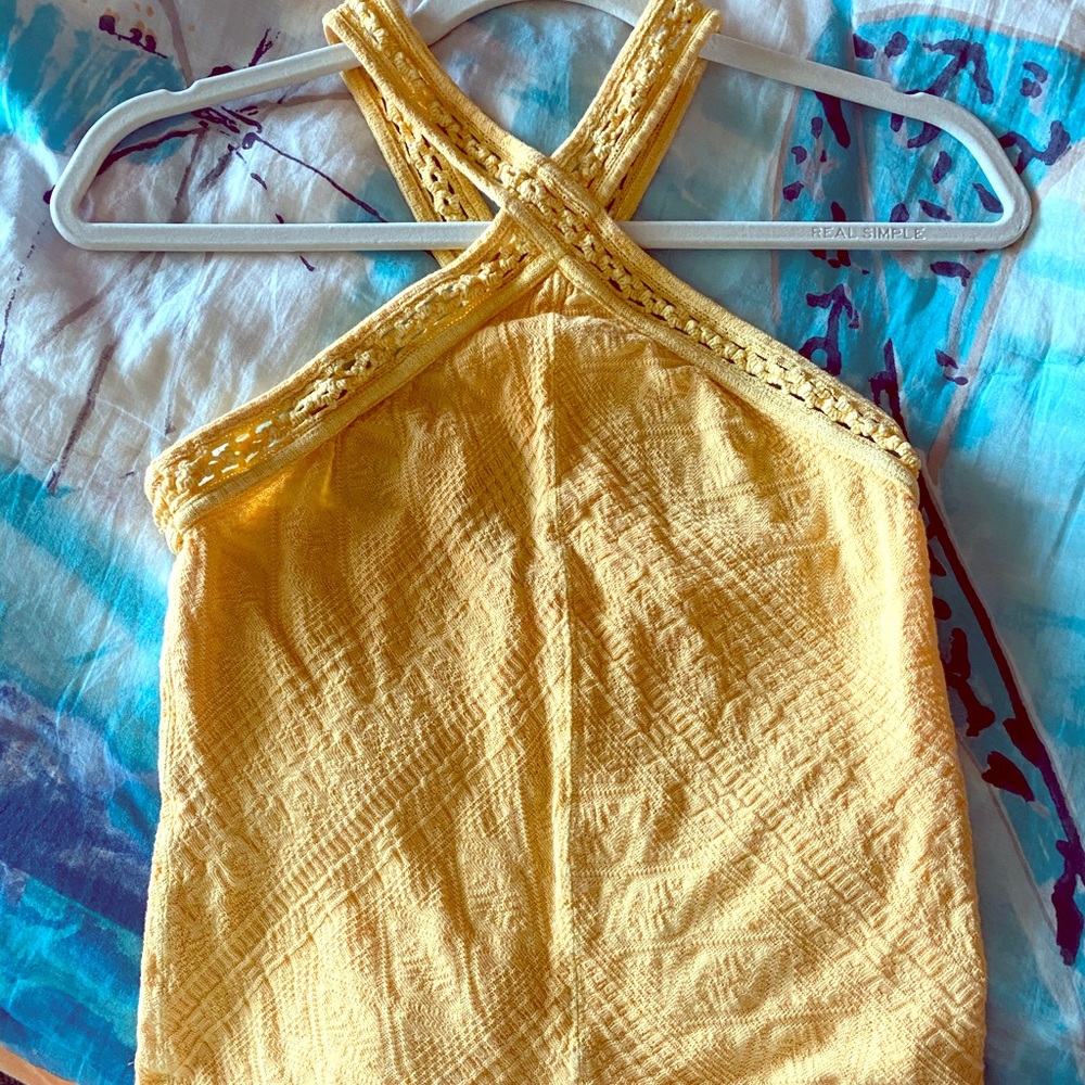 High neck yellow free people tank top